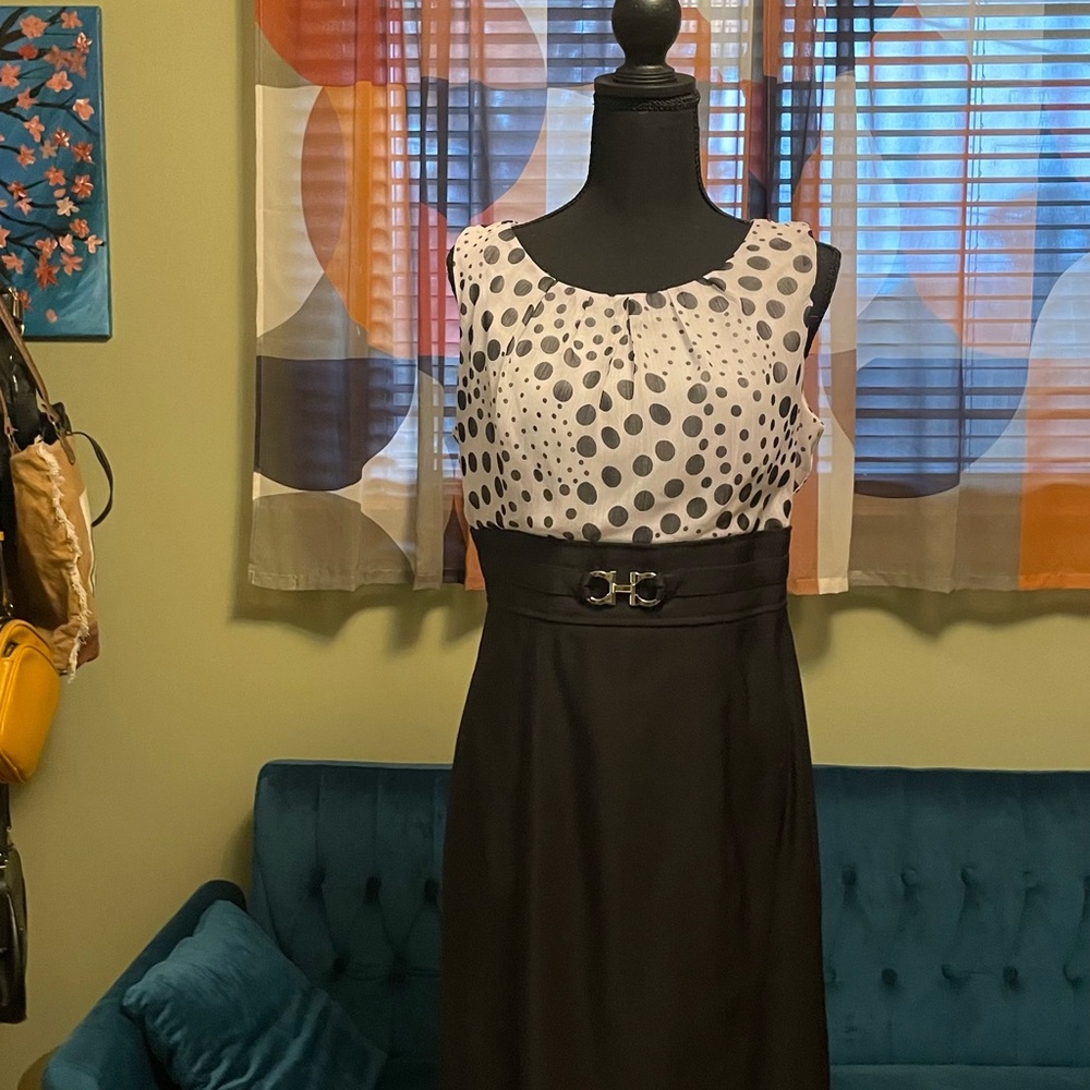 Elegant Black and White Polka Dot Dress